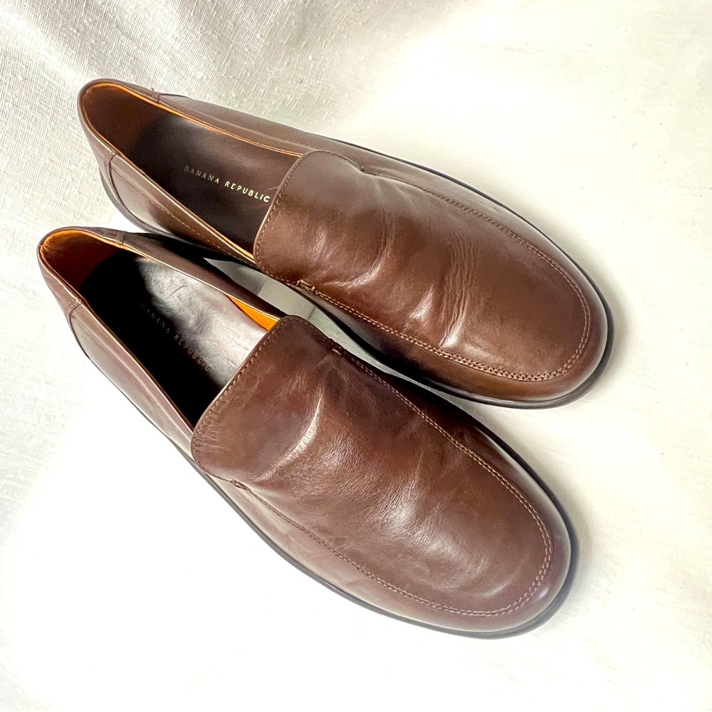 Banana Republic Men's Brown Leather Slip On Loafers 9 D